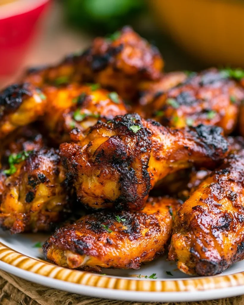 Delicious grilled buffalo wings with spicy sauce