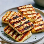 Delicious grilled halloumi cheese served on a plate