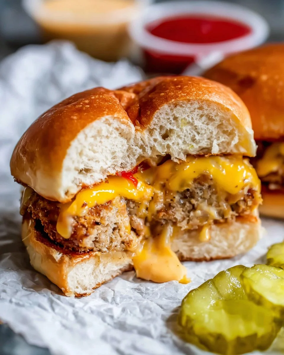 Juicy Lucy stuffed turkey cheeseburgers with melted cheese inside.