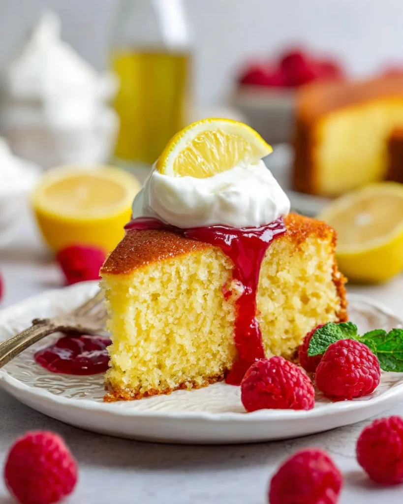 A freshly baked Olive Oil Cake topped with citrus and almonds.