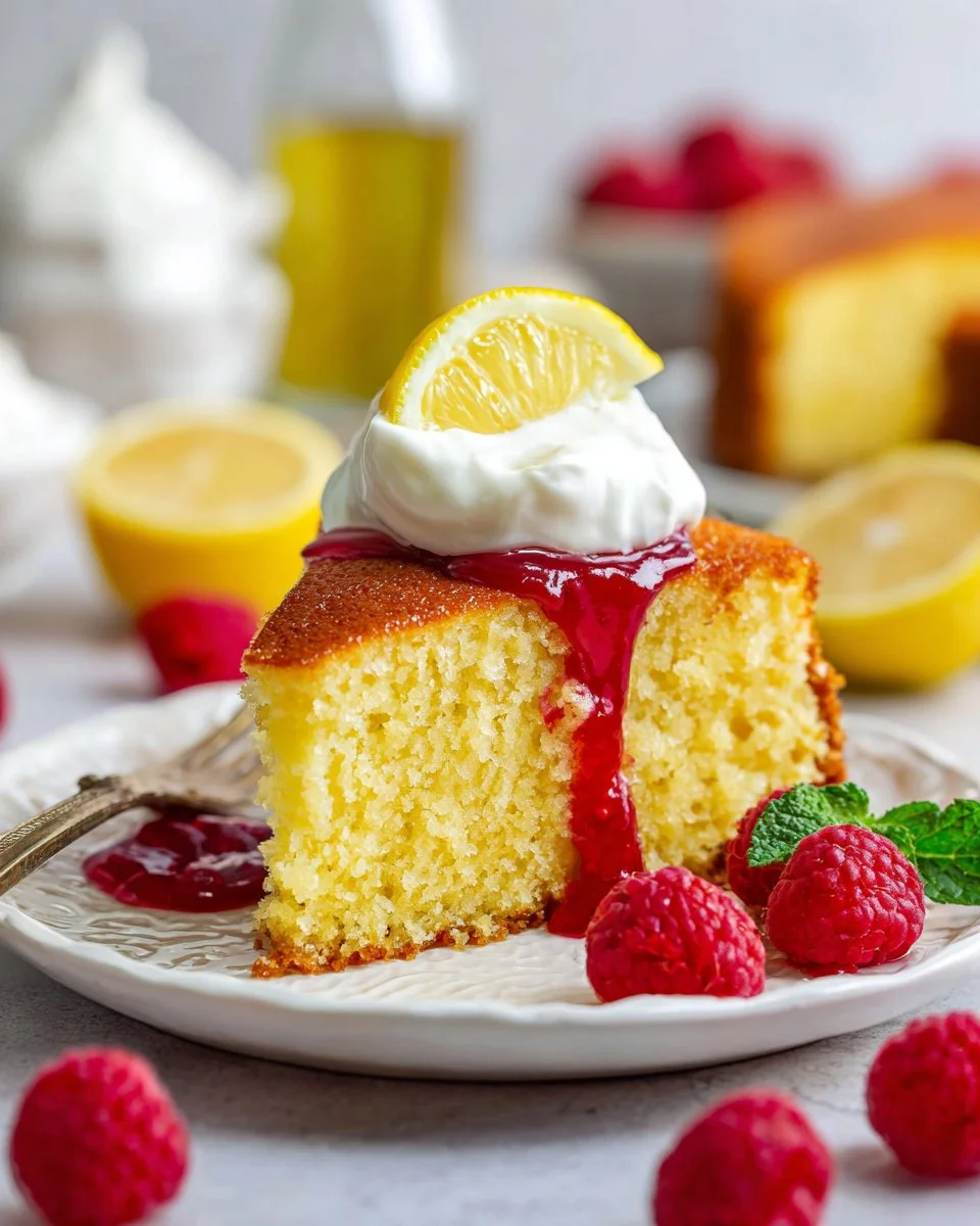 A freshly baked Olive Oil Cake topped with citrus and almonds.