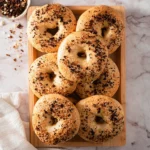 Freshly baked onion bagels ready to be enjoyed