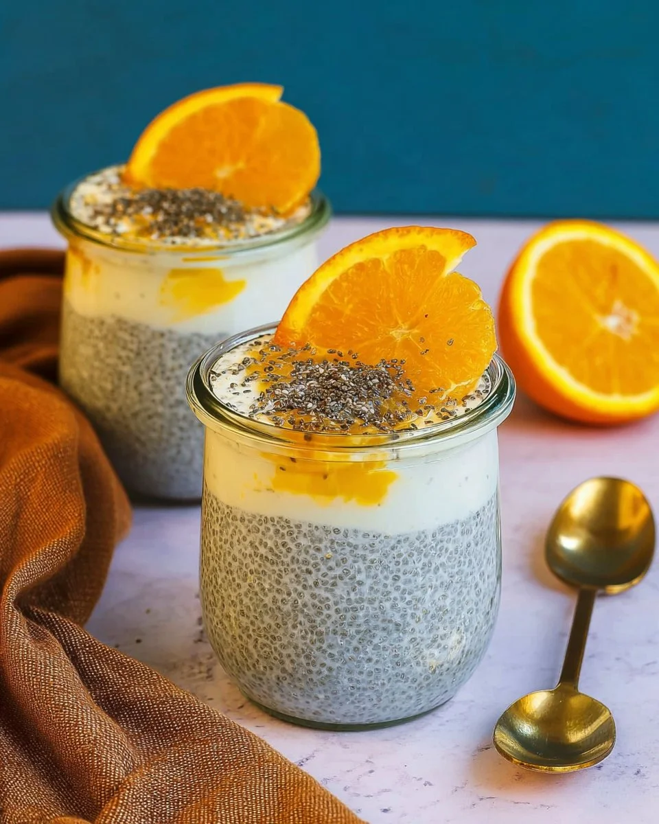 Delicious orange cream chia pudding served in a bowl