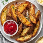 Delicious Parmesan Truffle Potato Wedges served in a bowl