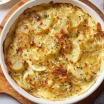 Crispy Potato Galette served on a plate, garnished with herbs.