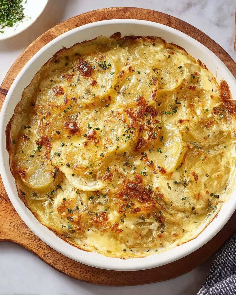 Crispy Potato Galette served on a plate, garnished with herbs.