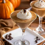 Delicious Pumpkin Espresso Martini with a creamy pumpkin spice garnish.