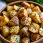 Bowl of crispy Ranch Roasted Potatoes seasoned with ranch spices