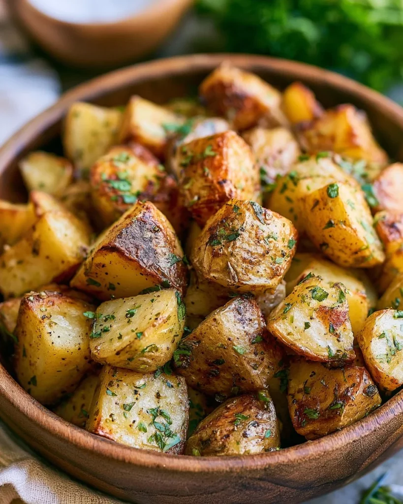 Bowl of crispy Ranch Roasted Potatoes seasoned with ranch spices