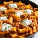 Delicious Ricotta Pasta with Beef served in a bowl