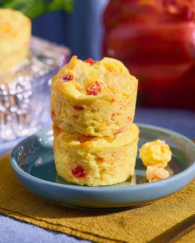 High-protein egg muffins with roasted red pepper and cheddar cheese