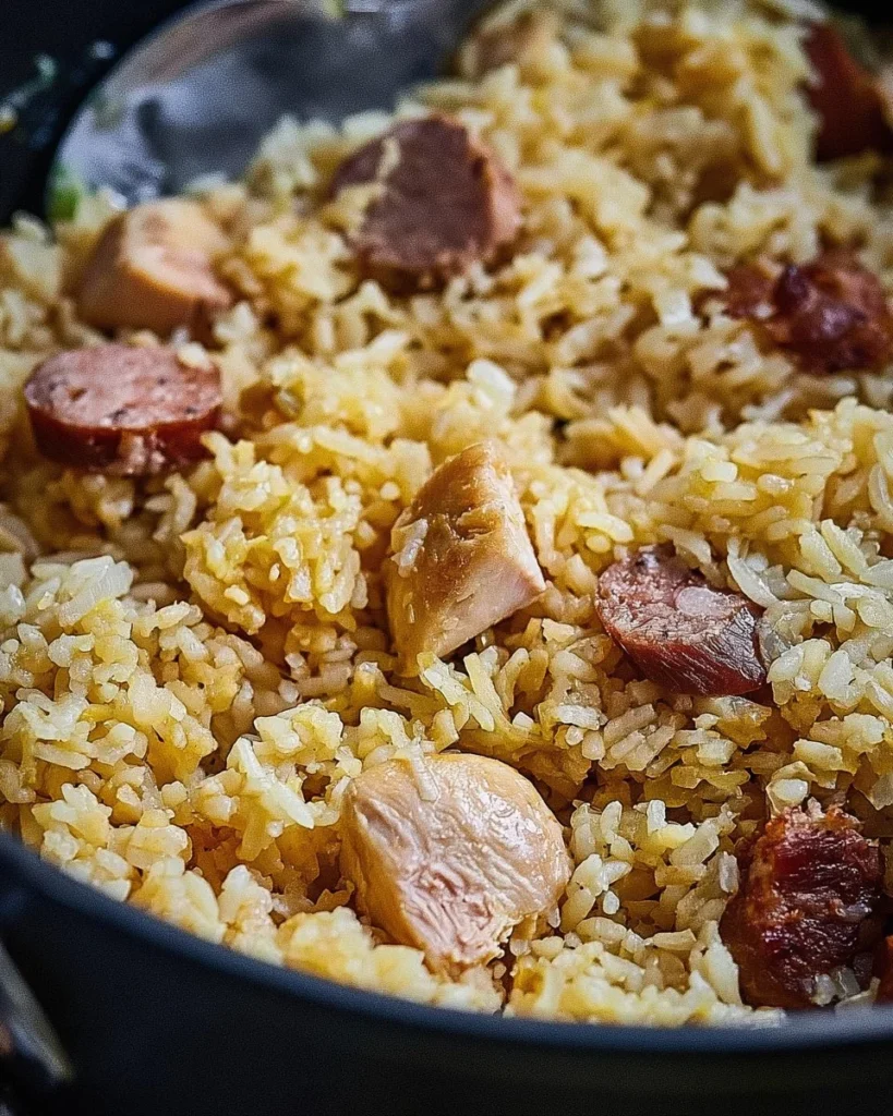 Plate of Southern Chicken and Rice with herbs and spices