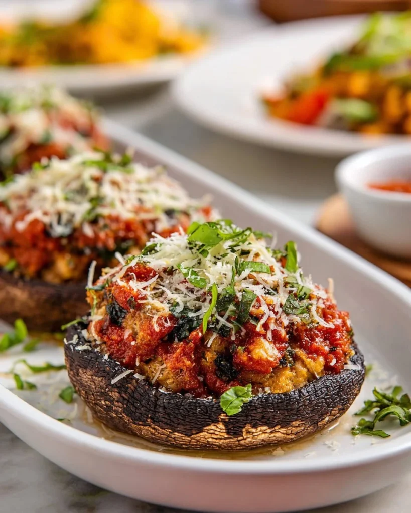 Delicious stuffed portabella mushrooms filled with savory ingredients