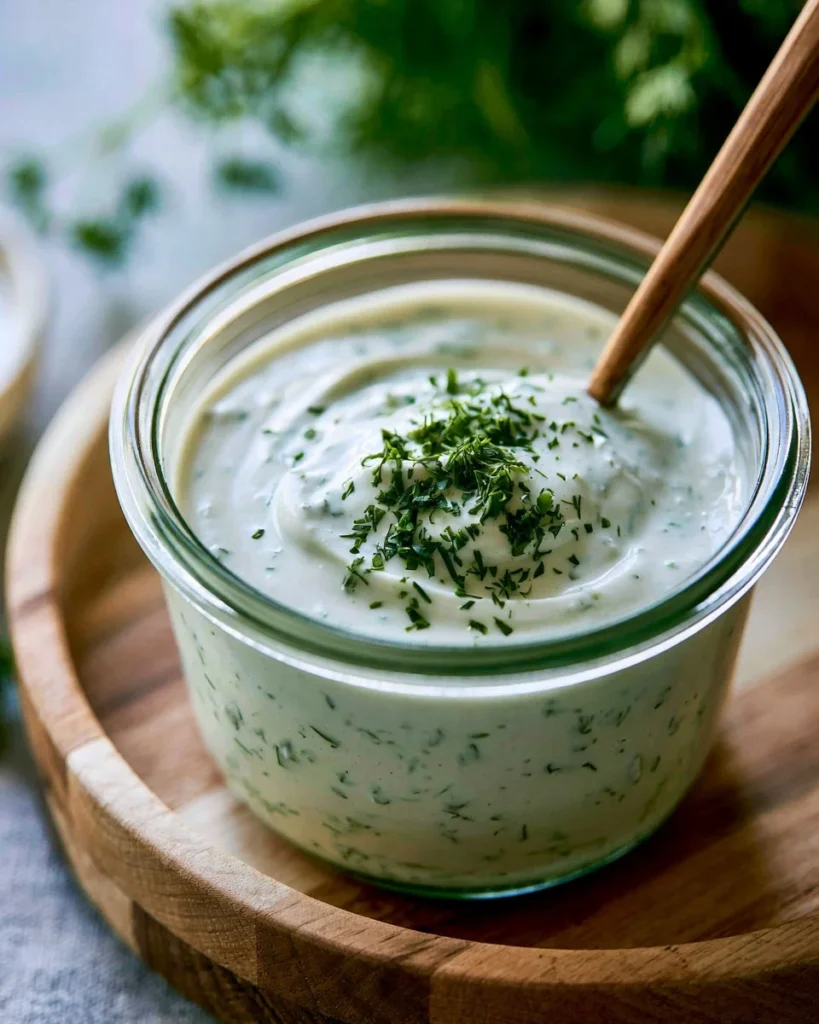 Bowl of Vegan Ranch Dressing made with cashews, no soak recipe