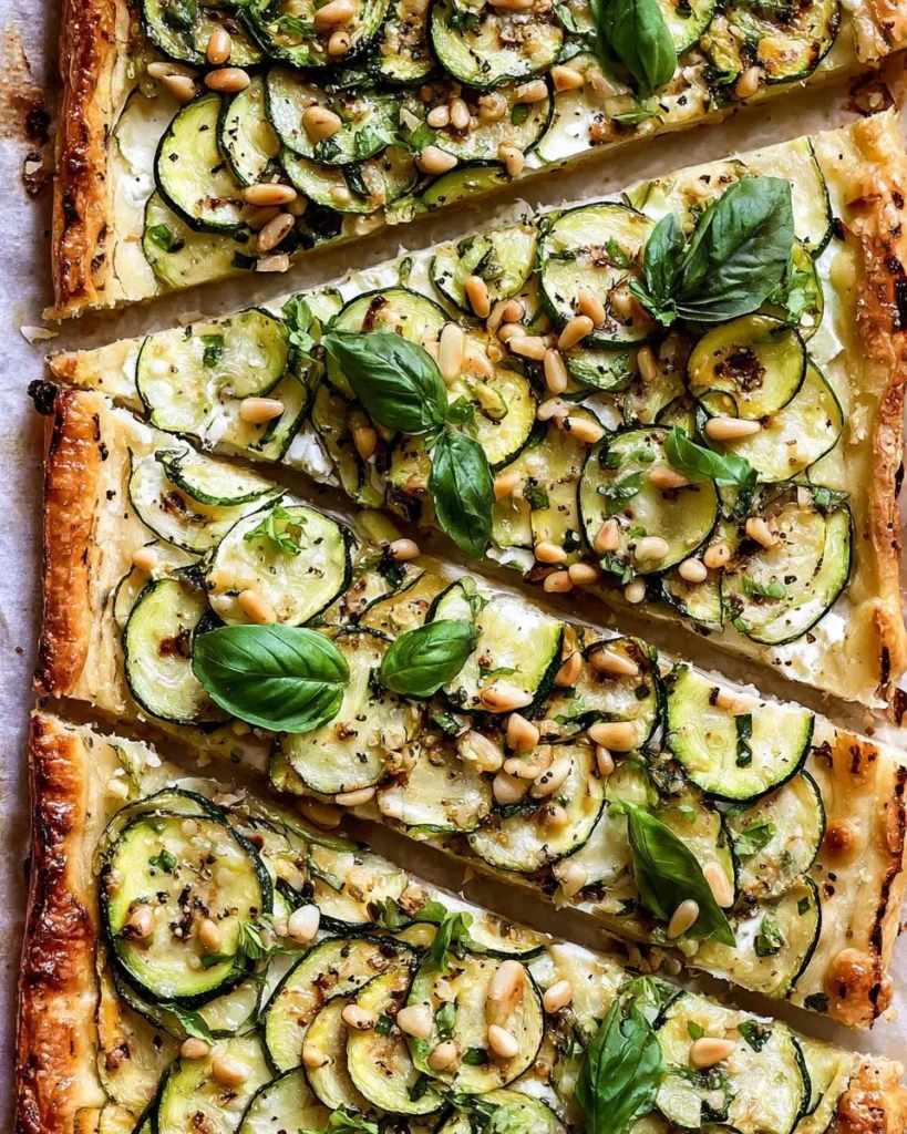 Delicious Zucchini and Goat Cheese Tart fresh from the oven.