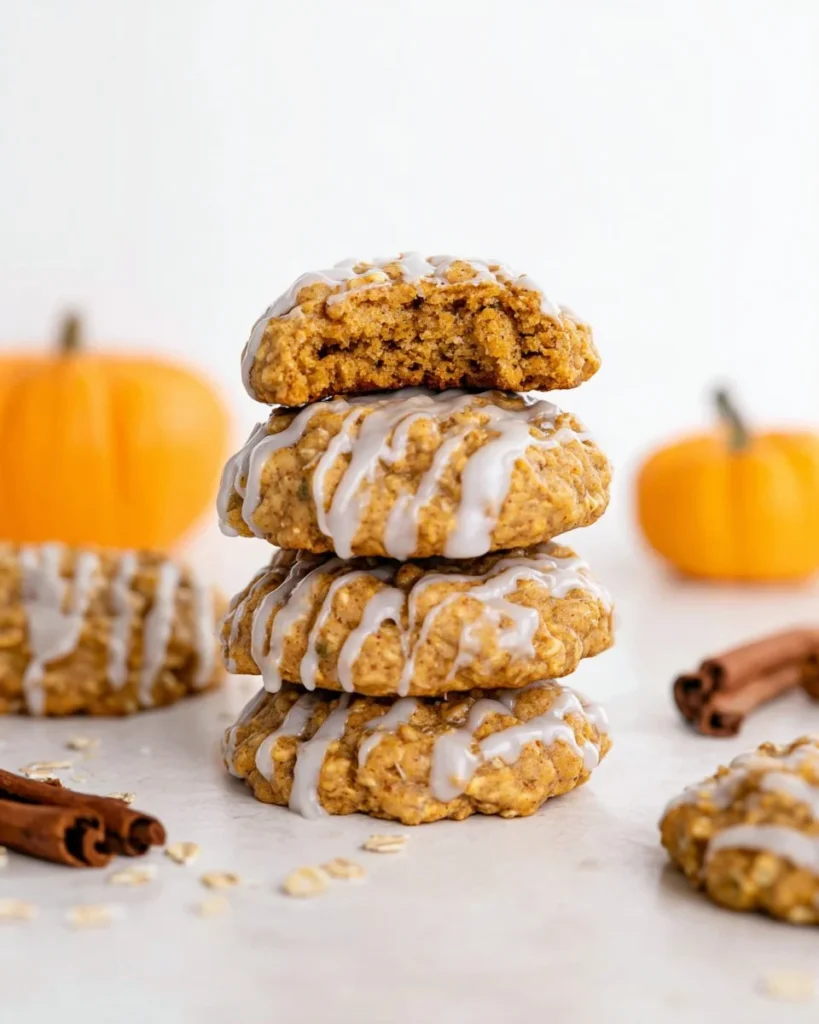 Easy vegan and dairy-free pumpkin oatmeal cookies on a plate