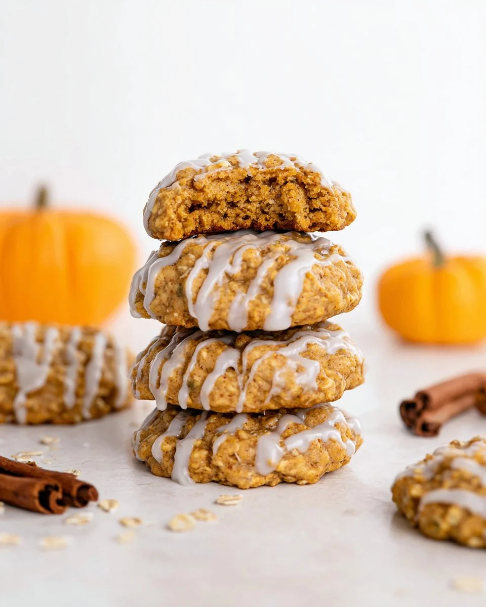 Easy vegan and dairy-free pumpkin oatmeal cookies on a plate
