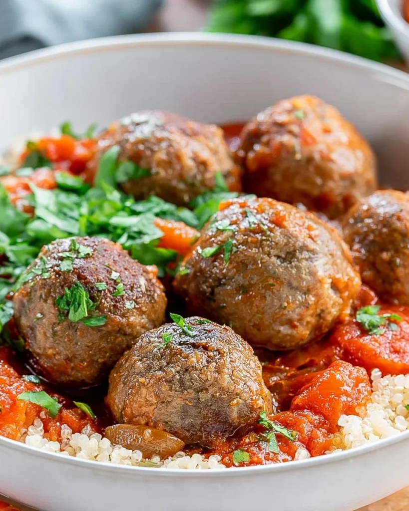 Moroccan style meatballs served with spices and herbs