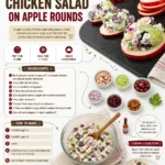 Chicken salad served on crisp apple rounds for a healthy snack