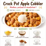 Delicious Crock Pot Apple Cobbler topped with ice cream