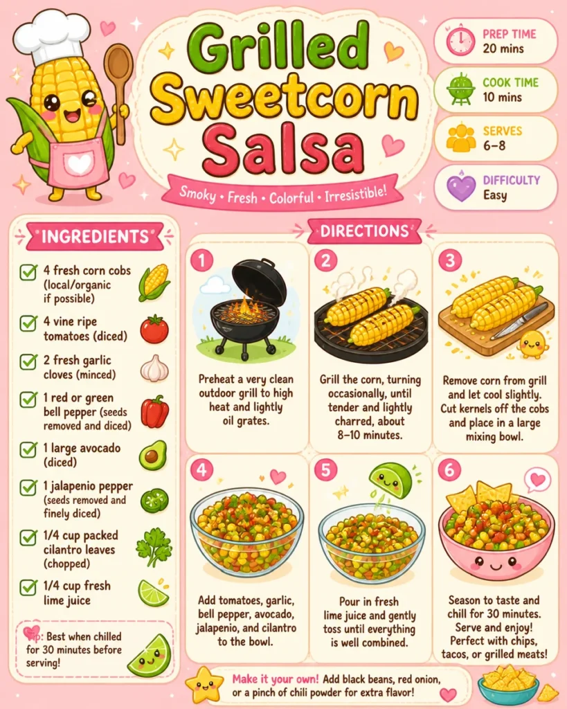 Delicious grilled sweetcorn salsa served in a bowl with fresh herbs