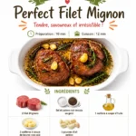 Perfectly cooked filet mignon served with gourmet sides
