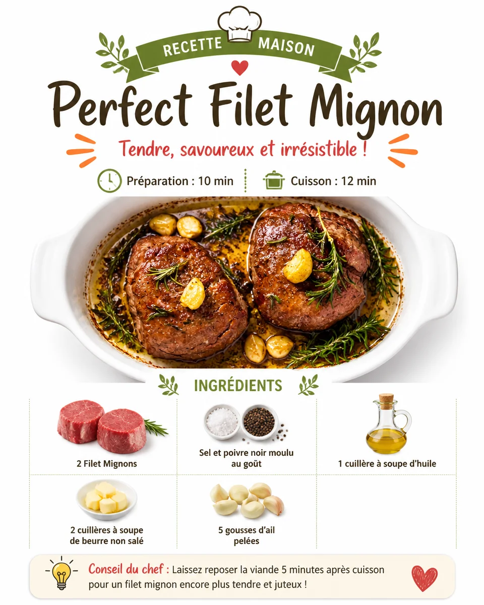 Perfectly cooked filet mignon served with gourmet sides