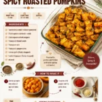 Bowl of spicy roasted pumpkins topped with herbs and spices