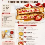 Delicious Strawberry Cream Cheese Stuffed French Toast topped with fresh strawberries