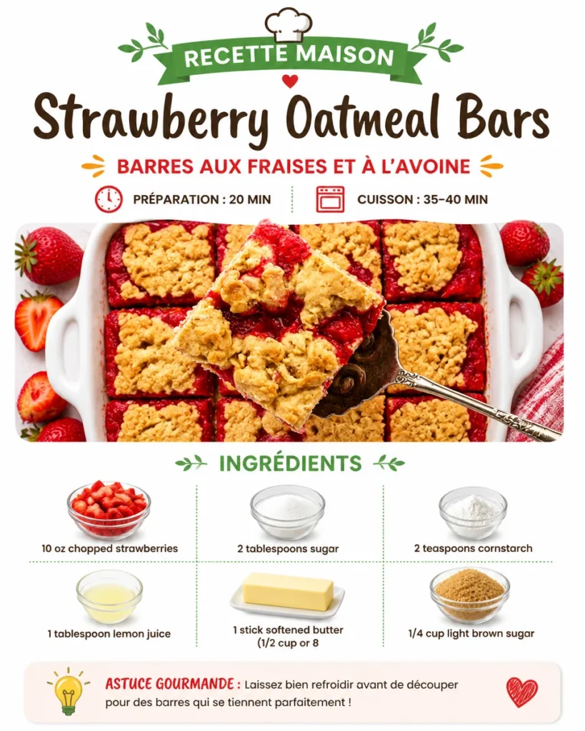 Homemade strawberry oatmeal bars on a plate, topped with fresh strawberries.